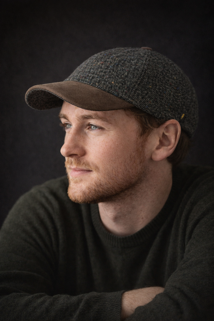 Donegal Tweed Baseball Cap | Charcoal Salt & Pepper | Hatman of Ireland