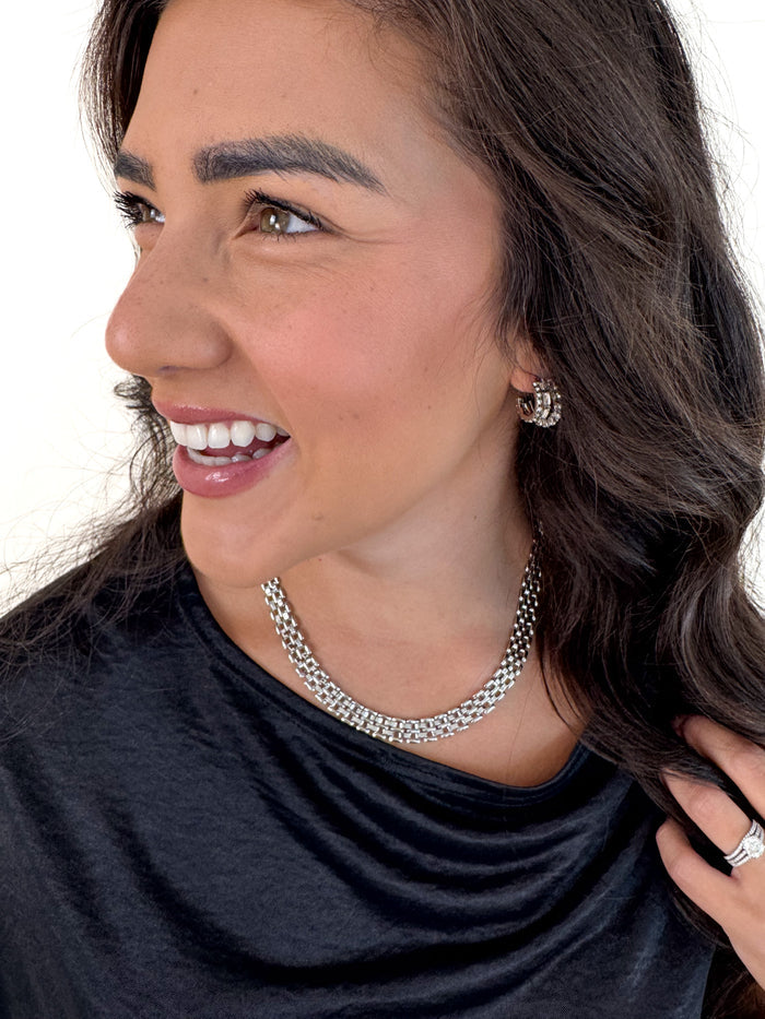 Double Link Silver Chain Necklace