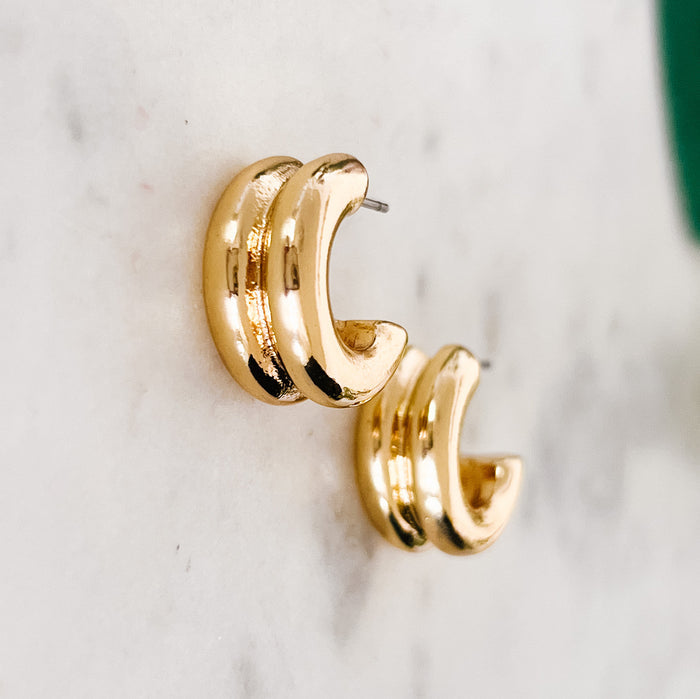 Double-Wide Small Hoop Earrings