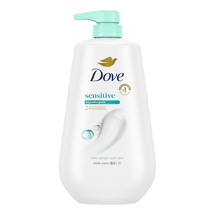 Dove Sensitive Skin Hypoallergenic Moisturizing Body Wash with Pump 30.6 oz - 3 Pack