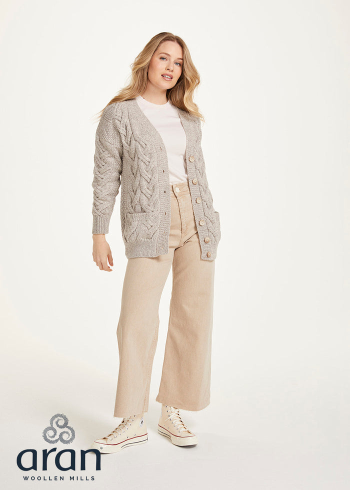 Downpatrick Ladies Aran Cardigan | Oatmeal