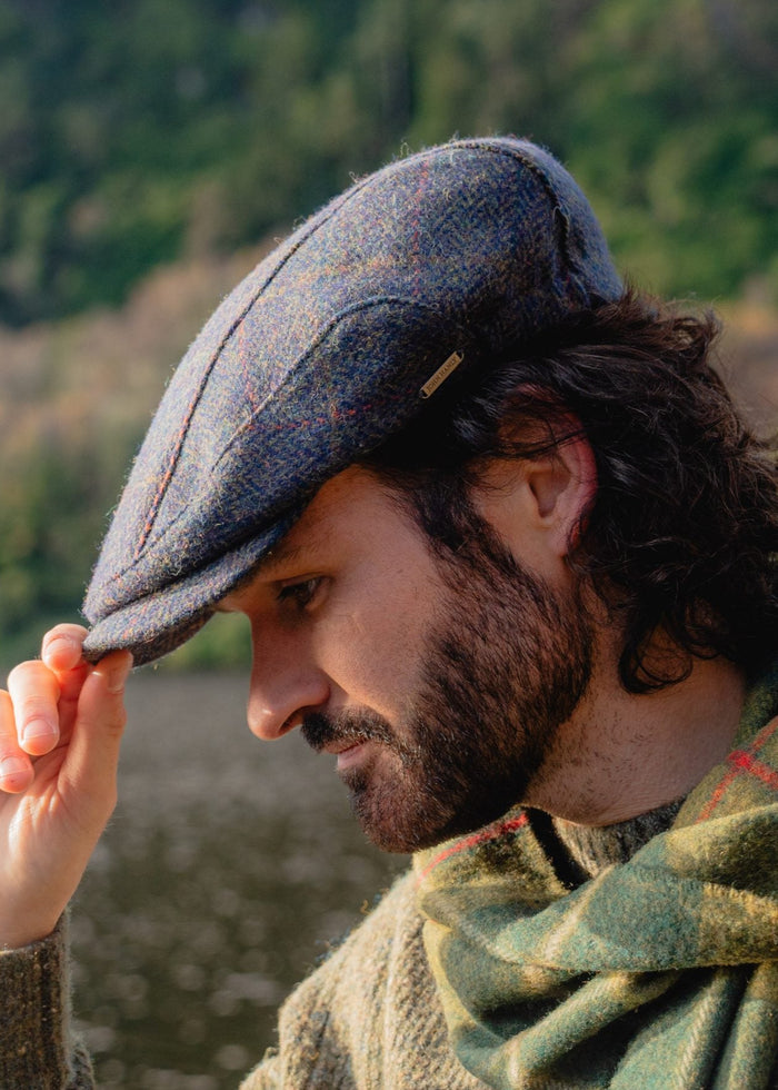 Driving Cap Navy Green Mix Windowpane
