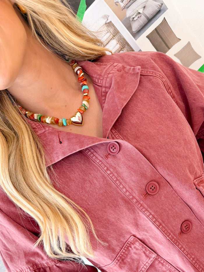 in february Eliza Washed Maroon Bubble Jacket – women's jacket