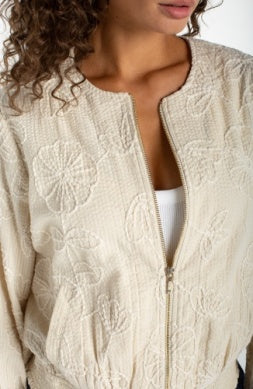 Liverpool Embroidered Collarless Zip Up Jacket – women's jacket