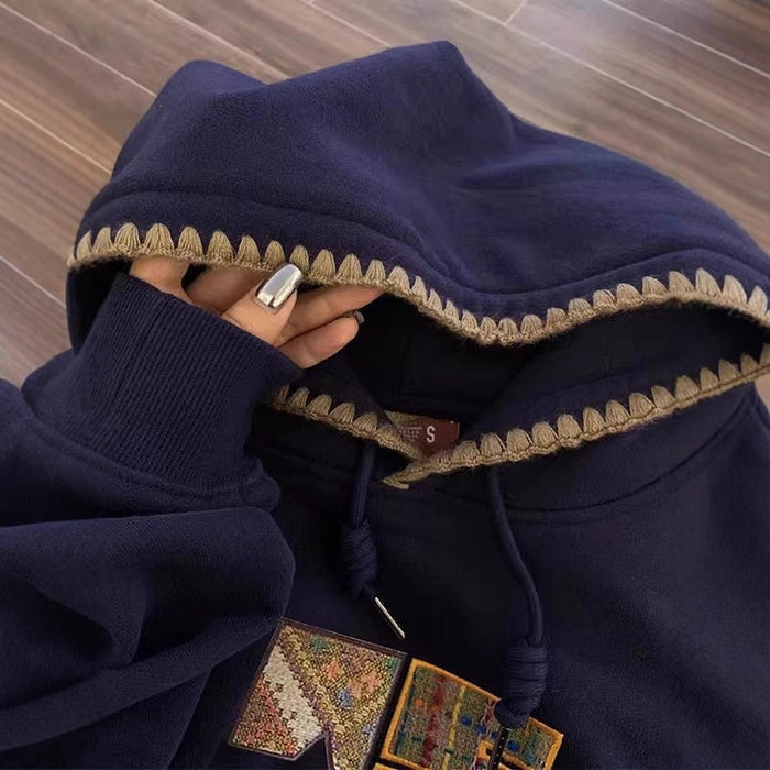 Oversized gray hooded sweatshirt for women, loose fit