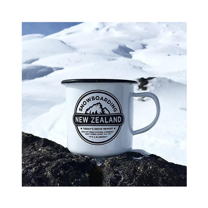 Moana Road Enamel Mug - Snowboarding NZ | Koop.co.nz