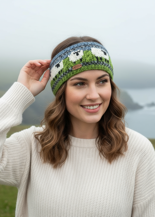 Erin Aran Sheep Headband | Blue & Green