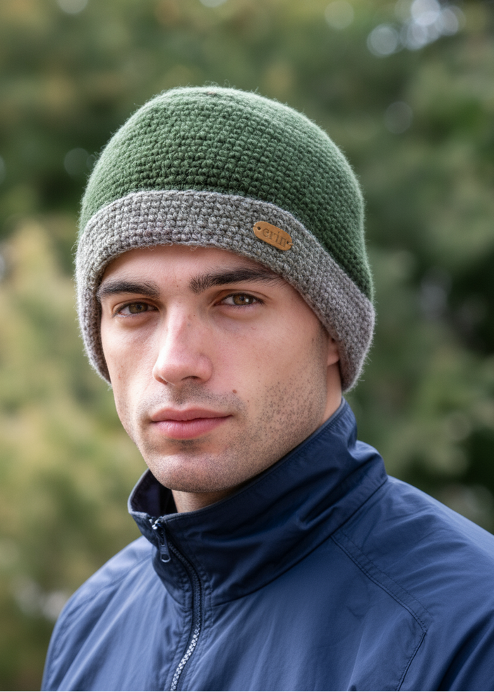 Erin Charcoal Rib Pullon Hat | Green Oatmeal