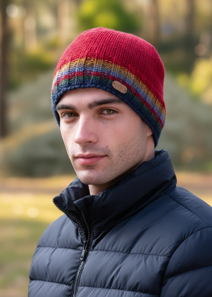 Erin Men's Rib Pullon Hat | Red