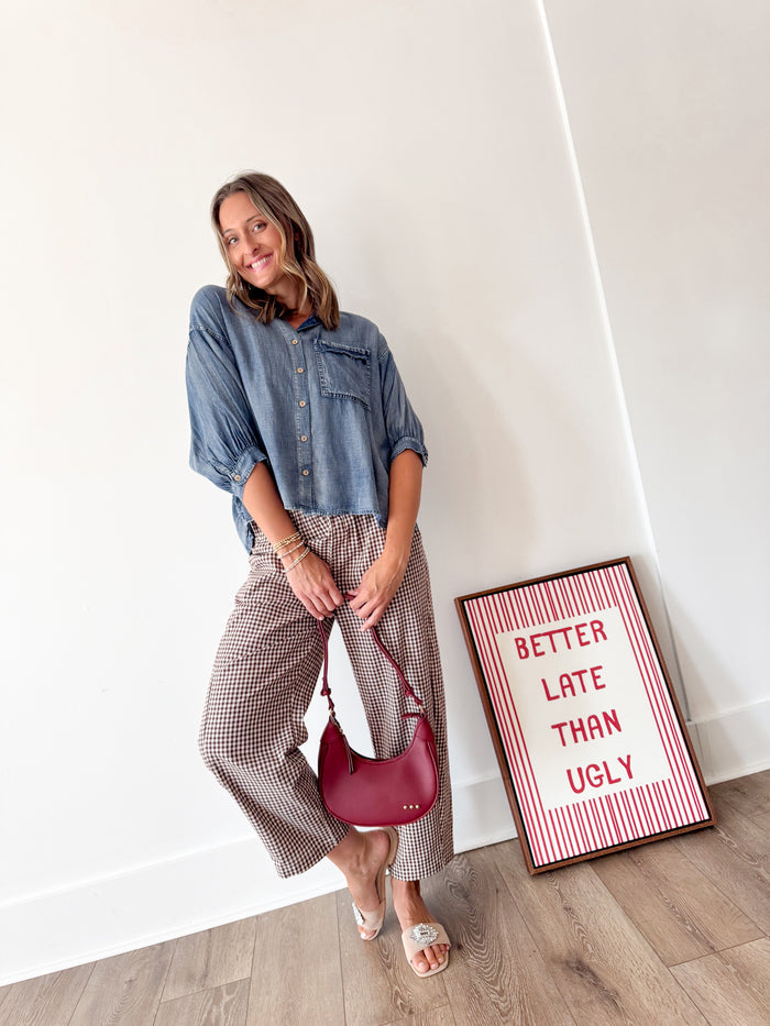 Twentifourth Espresso Gingham pants – women's bottoms