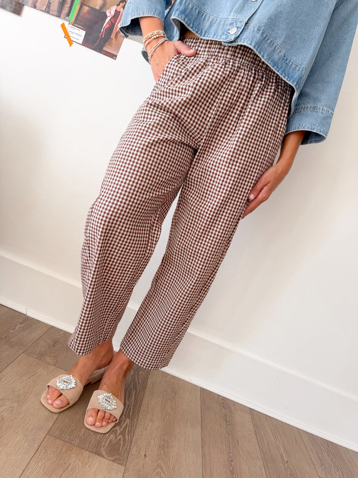 Twentifourth Espresso Gingham pants – women's bottoms