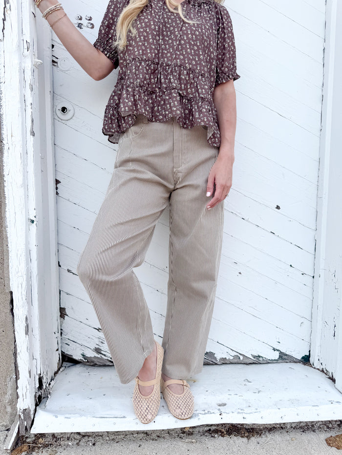 Wishlist Espresso Striped Barrel Pants – women's bottoms