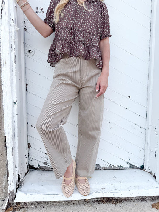 Wishlist Espresso Striped Barrel Pants – women's bottoms