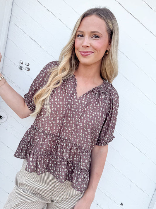 Wishlist Etta Chocolate Floral Blouse – women's blouse