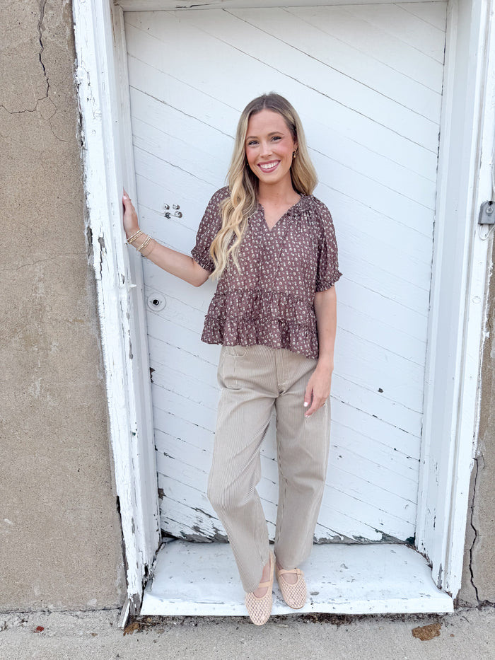 Wishlist Etta Chocolate Floral Blouse – women's blouse