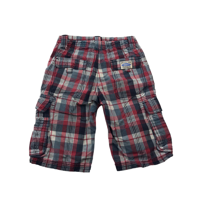 Fatface 6 years red and navy checked cargo shorts