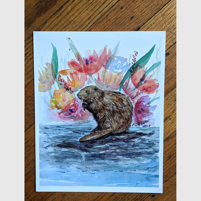Fauna: Beaver Watercolor Card