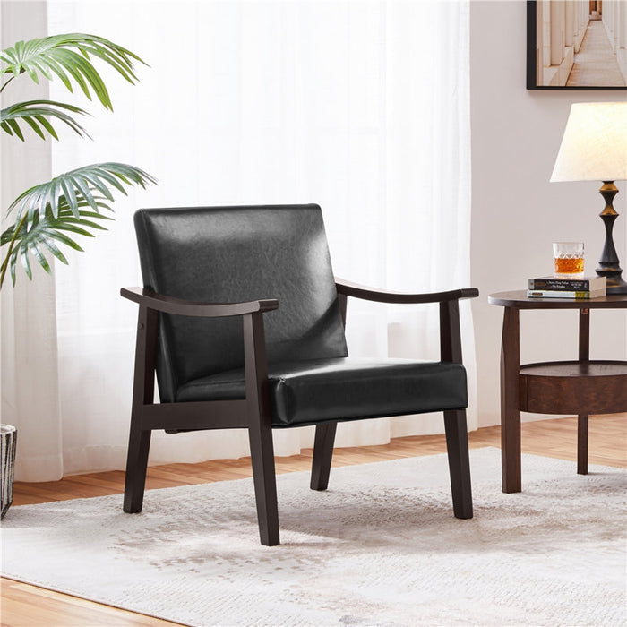 Fauteuil moderne Asmat 24,5 po en similicuir avec pieds en bois massif