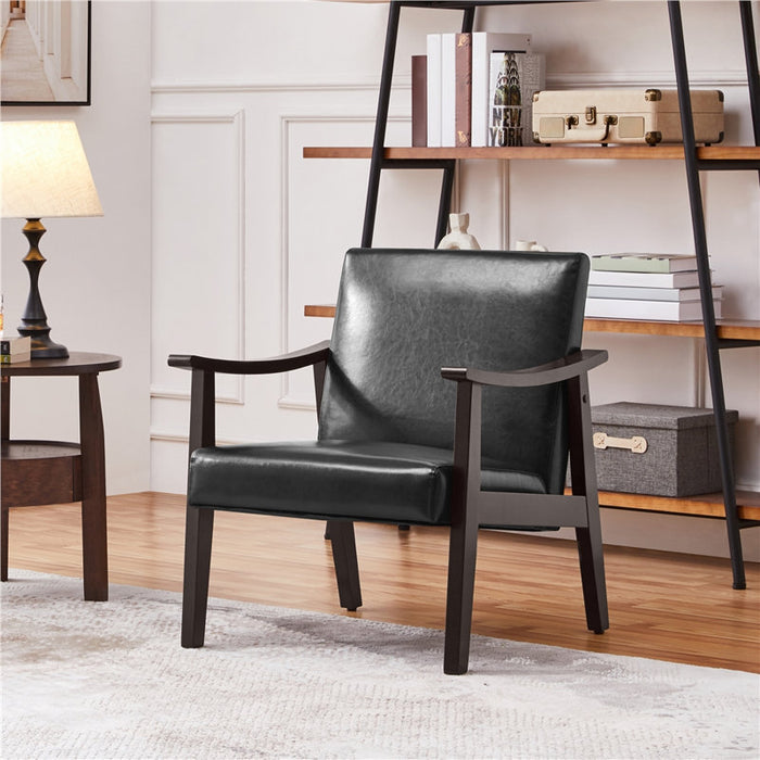 Fauteuil moderne Asmat 24,5 po en similicuir avec pieds en bois massif