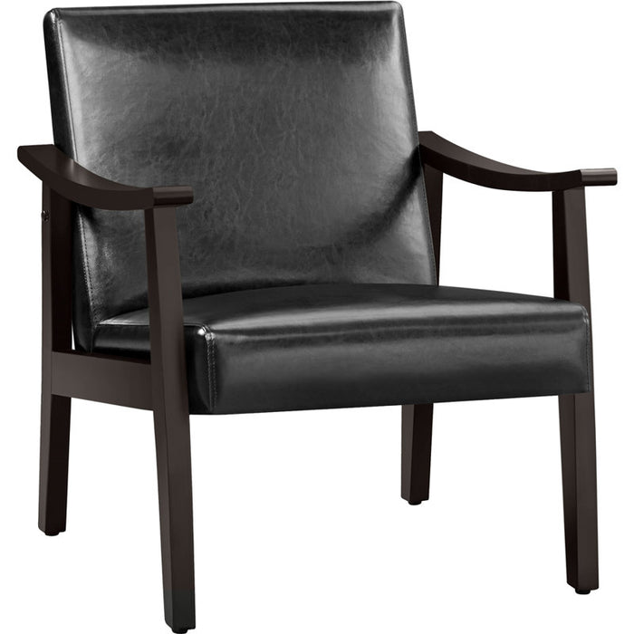 Fauteuil moderne Asmat 24,5 po en similicuir avec pieds en bois massif