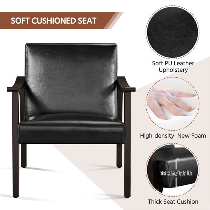 Fauteuil moderne Asmat 24,5 po en similicuir avec pieds en bois massif
