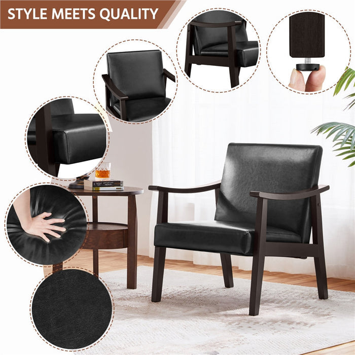 Fauteuil moderne Asmat 24,5 po en similicuir avec pieds en bois massif