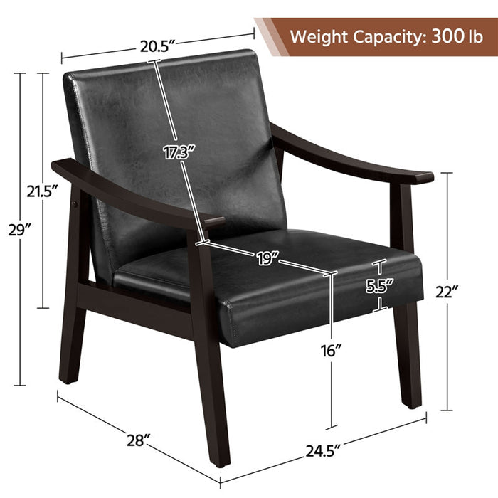 Fauteuil moderne Asmat 24,5 po en similicuir avec pieds en bois massif