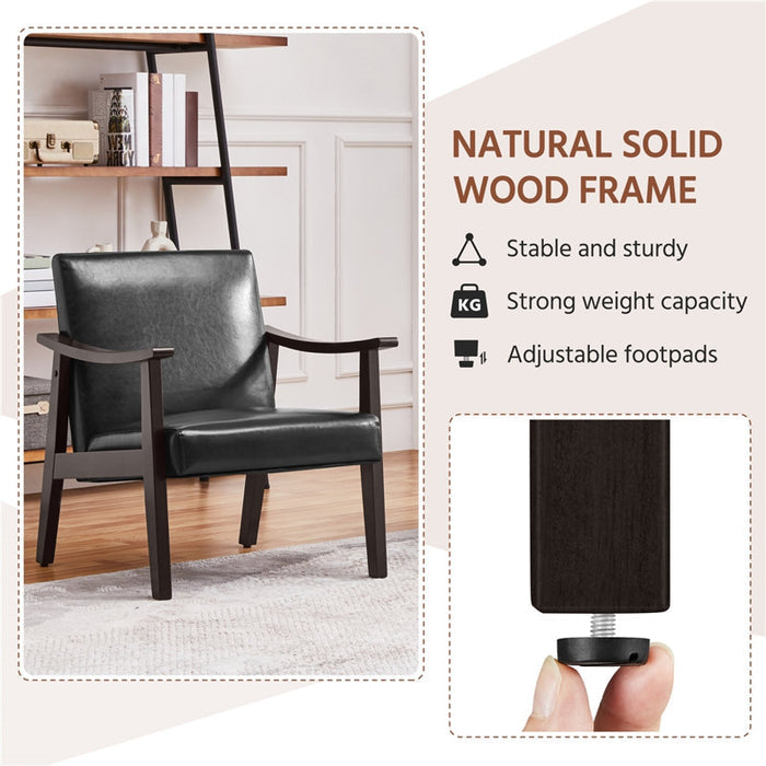 Fauteuil moderne Asmat 24,5 po en similicuir avec pieds en bois massif