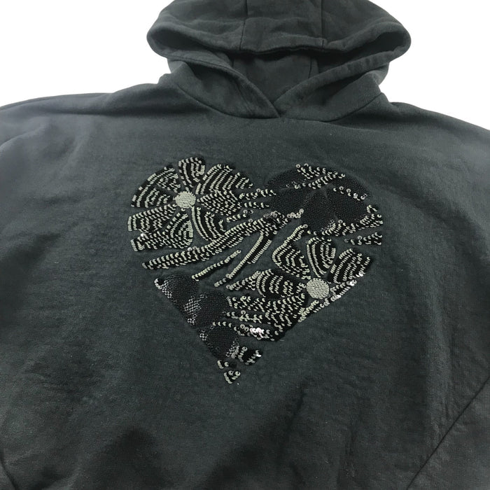F&F 12-13 years black cropped sequin heart hoodie