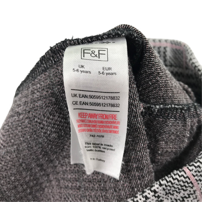 F&F 5-6 years grey check skirt polyester nylon viscose elastane