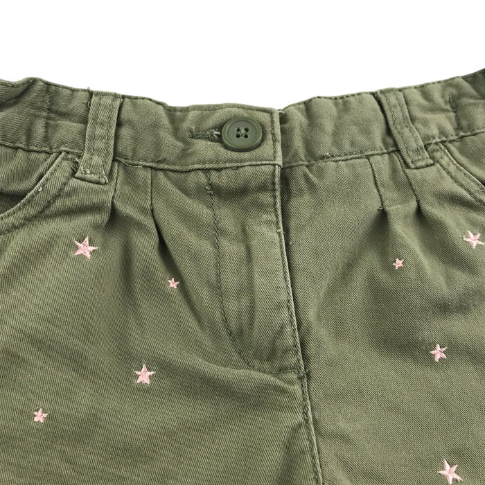 F&F 5-6 years khaki green star embroided cotton shorts