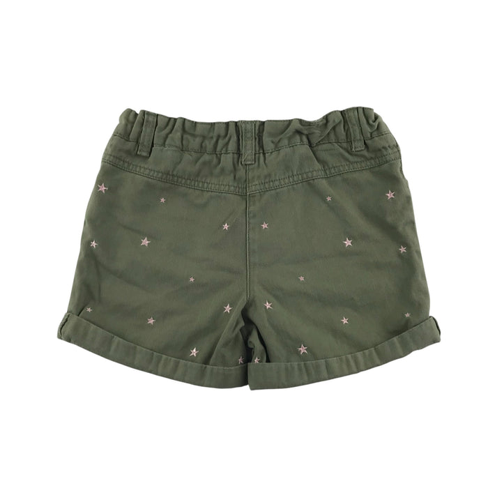 F&F 5-6 years khaki green star embroided cotton shorts