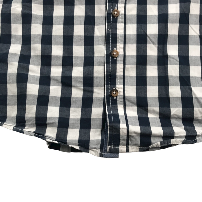 F&F 6 years navy blue and white checked short sleeve shirt