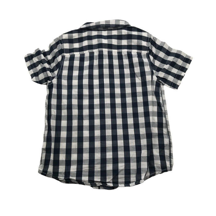 F&F 6 years navy blue and white checked short sleeve shirt