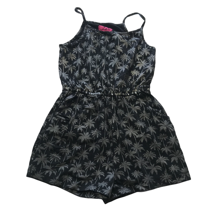 F&F 7-8 years grey and silvery palm trees playsuit
