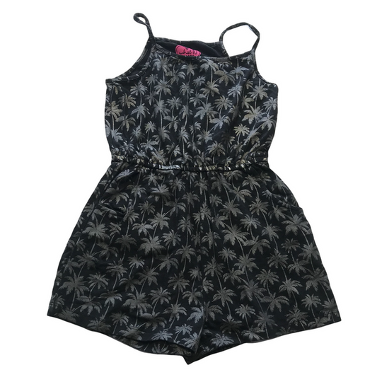 F&F 7-8 years grey and silvery palm trees playsuit