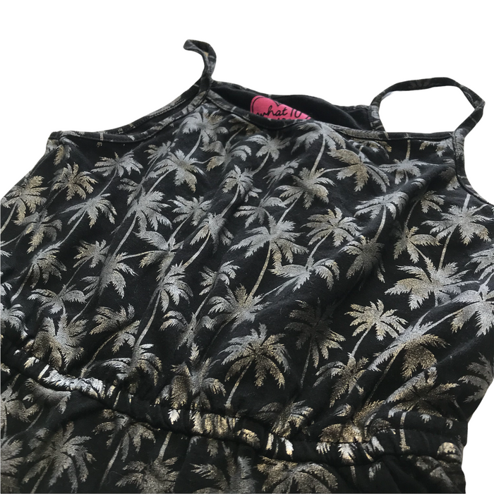 F&F 7-8 years grey and silvery palm trees playsuit