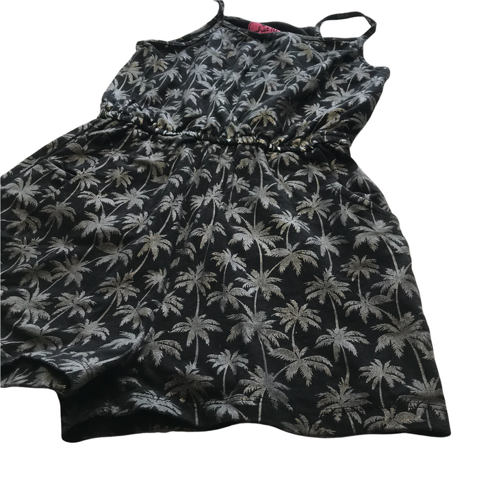 F&F 7-8 years grey and silvery palm trees playsuit