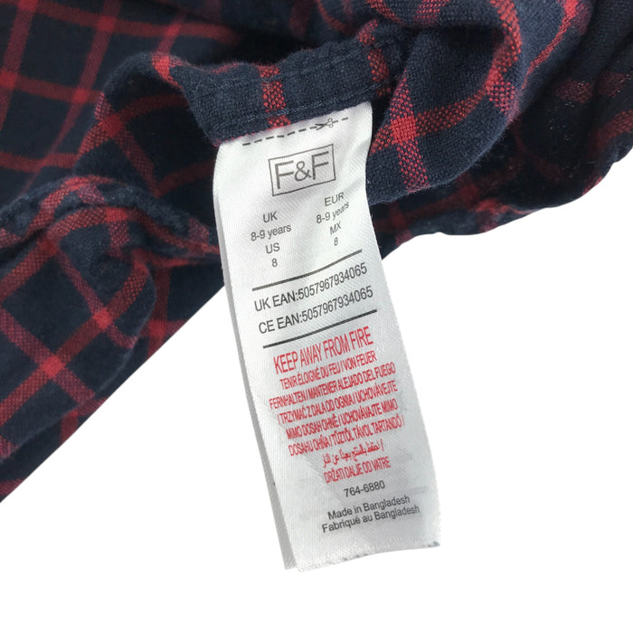 F&F 8-9 years navy and red checked cotton shirt
