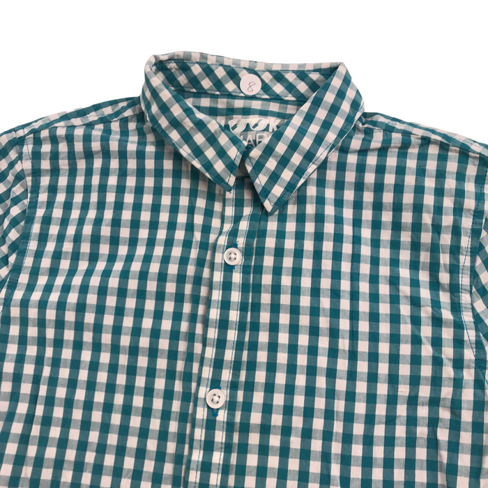 F&F 8 years green and white checked short sleeve shirt