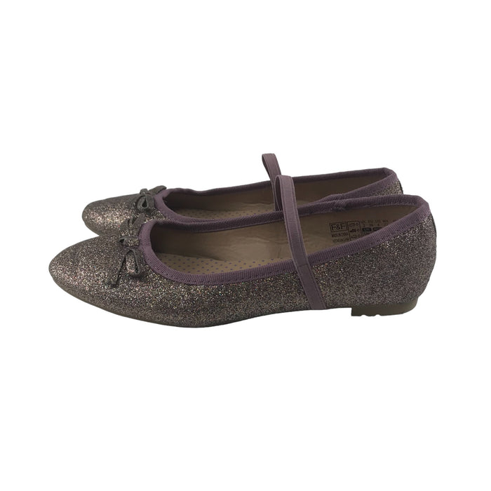 F&F Ballerinas Shoe Size 3 Pink Glittery with Elasticated Bar