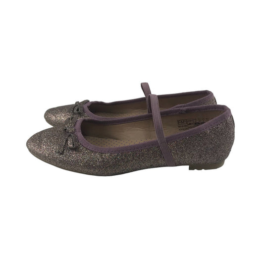 F&F Ballerinas Shoe Size 3 Pink Glittery with Elasticated Bar
