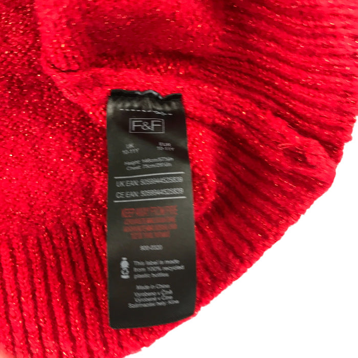 F&F festive jumper 10-11 years red reindeer patchwork