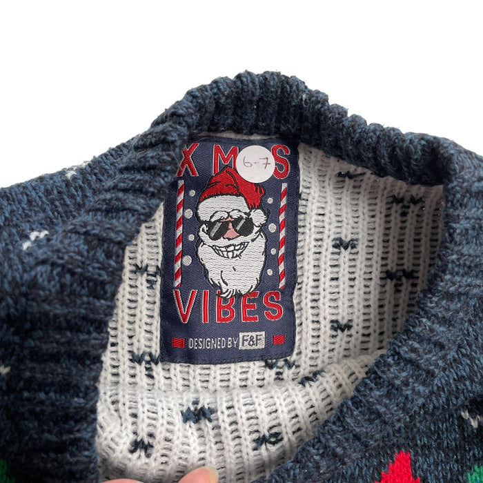F&F festive jumper 6-7 years navy gaming pattern
