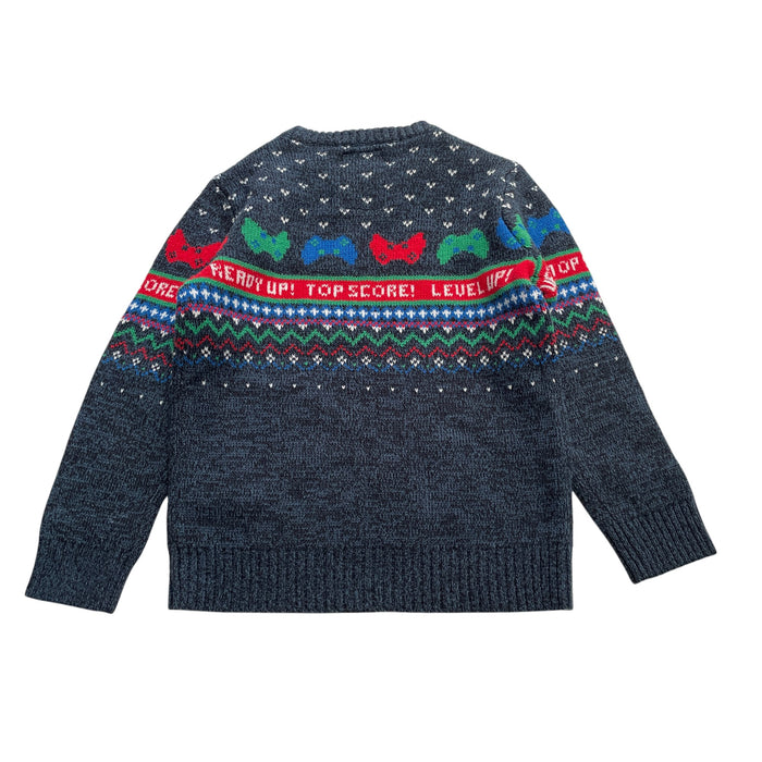F&F festive jumper 6-7 years navy gaming pattern