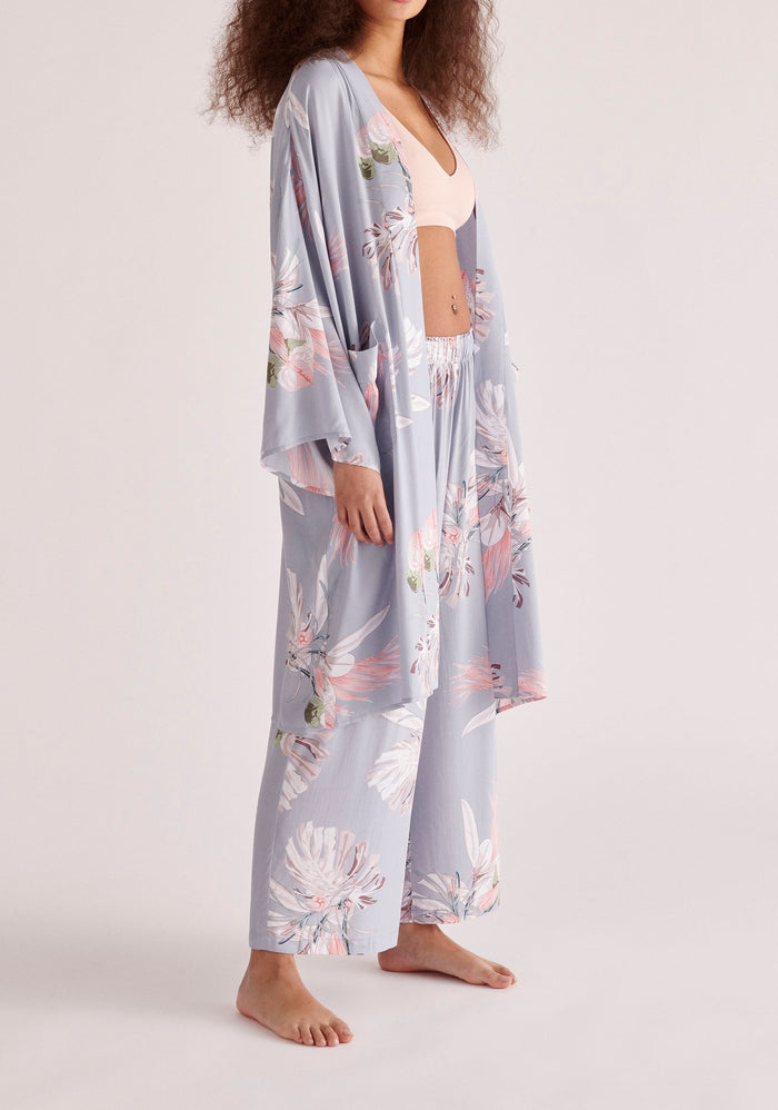 Paisie Floral Pyjama Trousers in Light Blue