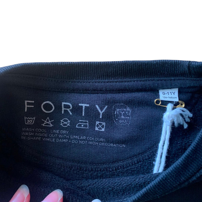Forty 9-11 years black sweater crew neck print cotton polyester
