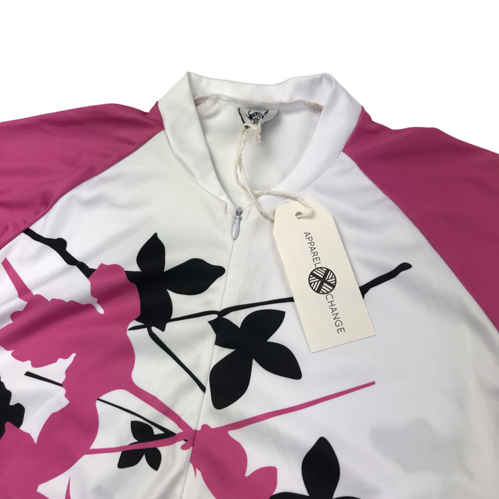 Foska women's UK 10 white and pink short sleeve cycling top