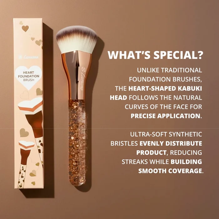 Foundation Brush Heart Gold - Lamora Beauty