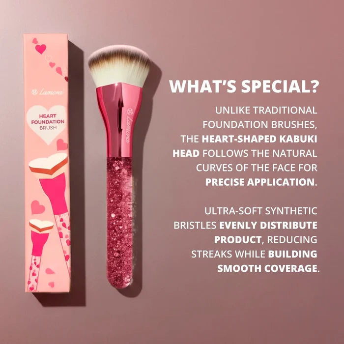 Foundation Brush Heart Pink - Lamora Beauty